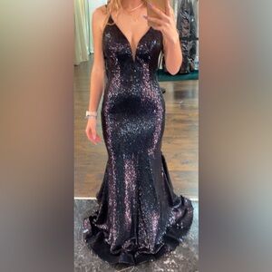 Blue multicolored Sequin prom dress